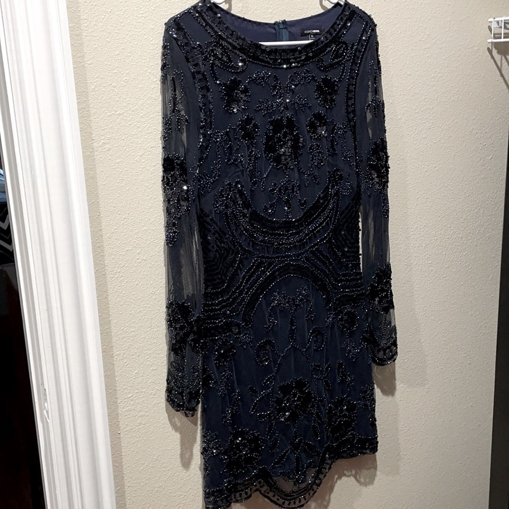 Fashion nova navy blue dress .